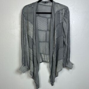 Young Threads Viscose Gray Patchwork Lightweight Cardigan Size M